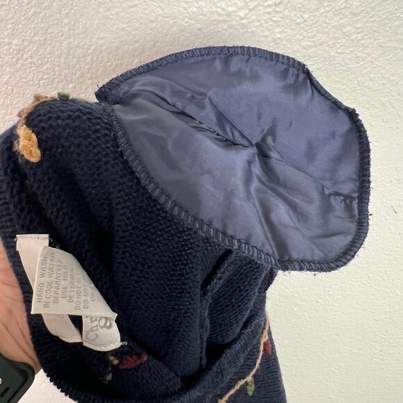 VTG Christopher & Banks Women's Small Navy Hand Embroidered Christmas Cardigan - Picture 11 of 12